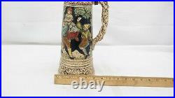 Antique Beer Stein German with Pewter Etched Lid 13 Dancing in the Country TC