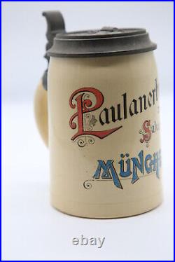 Antique Ceramic German Beer Stein Paulanerbrau