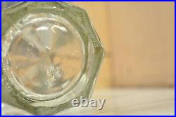 Antique Clear Glass 1L German stein Edelweiss Floral Inlaid Lid Hand Made