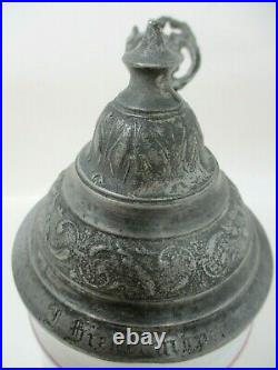 Antique Early 1900's German Beer Stein With Pewter Lid