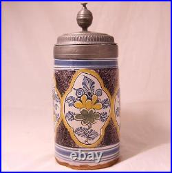 Antique Early German Faience Beer Stein Thueringen Factory dated 1799