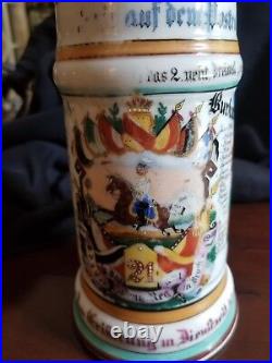 Antique GERMAN MILITARY REGIMENTAL BEER STEIN Lithophane with lid