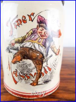 Antique German 1/2L Stein No 557 Pewter Lidded Beer Mug Imer Massvoll Cavalier