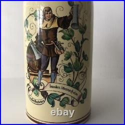 Antique German Beer Stein, Dorfner & Co, 1 Liter Yelloware, c. 1826-1890