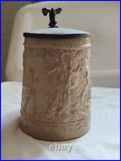 Antique German Beer Stein not marked, possible Westerwald, beautiful Patina
