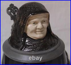 Antique German Character Beer Stein Nun by Merkelbach and Wick #270 c. 1880s