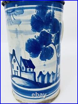 Antique German Faience Beer Stein Architecture Walzenkrug Humpen DETACHED LID