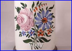 Antique German Faience Beer Stein with Floral Bouquet Amberg Factory late-1700s
