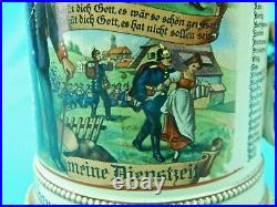 Antique German Germany WW1 142 Regiment Reservist Ceramic Lidded Beer Stein