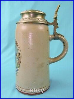 Antique German Germany WW1 1896 Regimental Ceramic Lidded Beer Stein