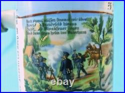 Antique German Germany WW1 Artillery Cannon Top Litho Porcelain Beer Stein Mug
