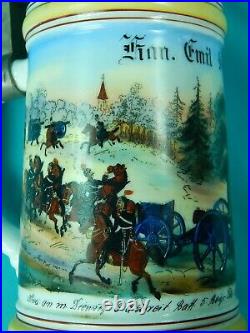 Antique German Germany WW1 Regimental 94/97 Porcelain Litho Lidded Beer Stein