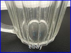 Antique German Glass Beer Glass Mug with turquoise blue with cut flower Inset Lid