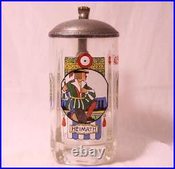 Antique German Glass Enameled Beer Stein Shooting Society by Th. Otto Hahn c1910s