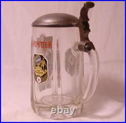 Antique German Glass Enameled Beer Stein Shooting Society by Th. Otto Hahn c1910s