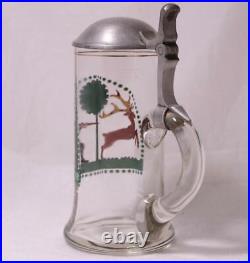 Antique German Jugendstil Glass Enameled Beer Stein des. By F. Ringer c. 1905