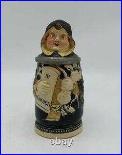 Antique German Lichtinger Beer Stein Munich Munchen Child Figural Character