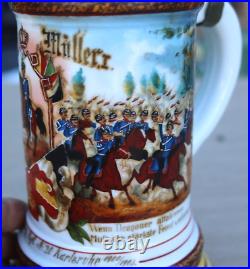 Antique German Military Army Regiment Lithophane Beer Stein Lidded Reservist Wwi