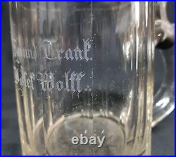 Antique German Pewter Lidded Glass Stein Beer Mug