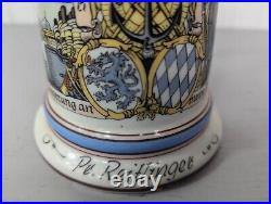 Antique German Pionier Regimental Pewter Beer Stein Lithophane Bottom 1911-13