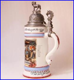 Antique German Porcelain Beer Stein Occupational Farrier/Horseshoe Smith d. 1936