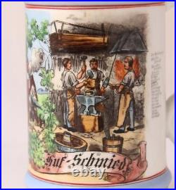 Antique German Porcelain Beer Stein Occupational Farrier/Horseshoe Smith d. 1936