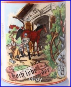 Antique German Porcelain Beer Stein Occupational Farrier/Horseshoe Smith d. 1936