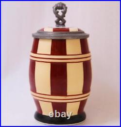 Antique German Porcelain Character Beer Stein Barrel/Keg Shape c. 1870s