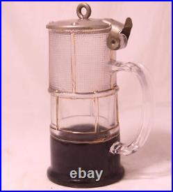 Antique German Pressed Glass Character Beer Stein Miners Lamp c. 1900