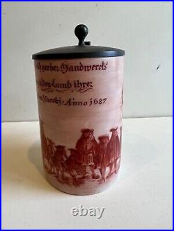 Antique German Rare Beer Stein withPewter Lid, 6 1/2 Tall, 5 1/2 Widest withHandle