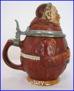 Antique German Reinhold Merkelbach Lidded Figural Beer Stein Friar Monk 0.5L