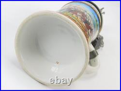 Antique German WW1 Dragoon Regiment Litho Porcelain Lidded Beer Stein Mug Cup