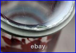 Antique German engraved cut ruby glass beer stein, dated 1877 Bohemian w lid