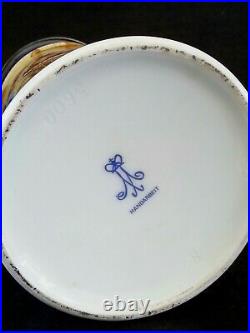 Antique German hand painted lidded porcelain beer stein bierkrug
