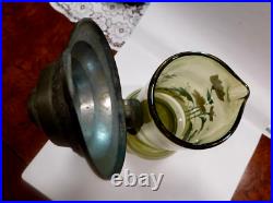 Antique Hand Blown Stone Cut Glass German Beer Stein withFancy Lid W. Arenz 15 in