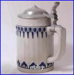 Antique Jugendstil Art Nouveau Beer Stein Marzi&Remy by G. Partz #2312c. 1910s