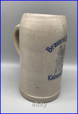 Antique K-Town Brauerei BENDER KAISERSLAUTERN german 1900 Beer Stein 1 Liter