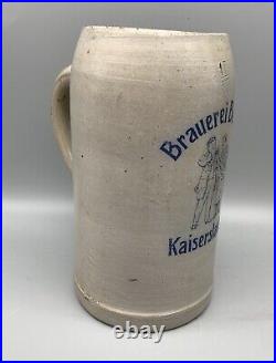 Antique K-Town Brauerei BENDER KAISERSLAUTERN german 1900 Beer Stein 1 Liter