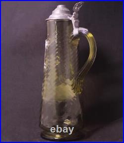 Antique Large German Glass Beer Stein/Server Enameled Mary Gregory Type c. 1880s