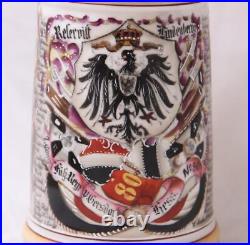 Antique Military Regimental Beer Stein Hessen Fusilier Regt. #80 Hanau c. 1896