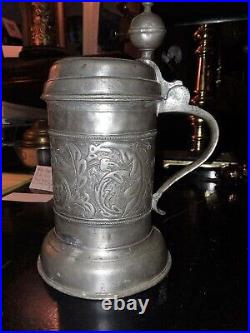 Antique Pewter German Beer Stein Over 200 yrs Old