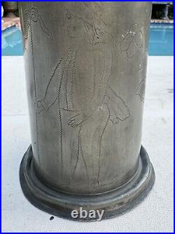 Antique Pewter Lidded German Tankard Stein -Dated 1822 & 1888-Players Club NYC