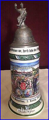 Antique Porcelain WWI Regimental Pionier Burger Lithophane German Beer Stein