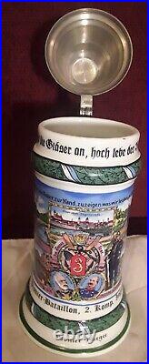 Antique Porcelain WWI Regimental Pionier Burger Lithophane German Beer Stein