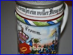 Antique Prism Lid German Regimental Military Beer Stein Bavarian 9th Infantry