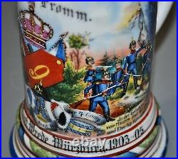 Antique Prism Lid German Regimental Military Beer Stein Bavarian 9th Infantry