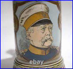 Antique V&B METTLACH 1794 BISMARK 0.5L Beer Stein Presentation Lid ZIEMERS 1908