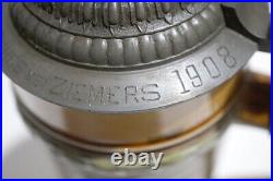 Antique V&B METTLACH 1794 BISMARK 0.5L Beer Stein Presentation Lid ZIEMERS 1908