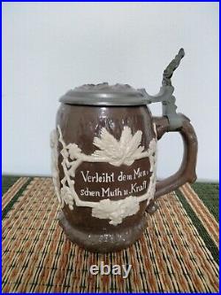 Antique Villeroy & Boch Mettlach German Lidded Beer Stein No. 1028