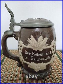 Antique Villeroy & Boch Mettlach German Lidded Beer Stein No. 1028